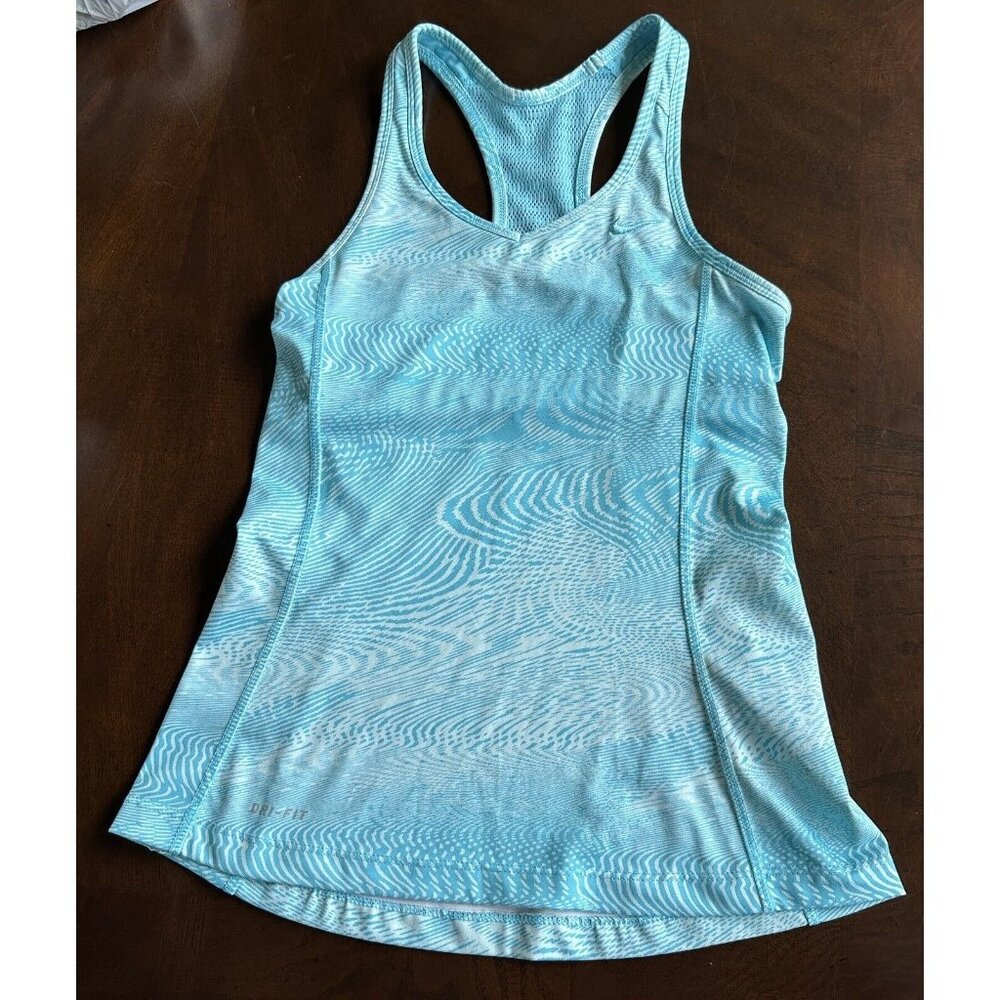 Nike Women's Dri-Fit Tank Top XS Extra Small Bra Shelf Aqua Stretch Compression